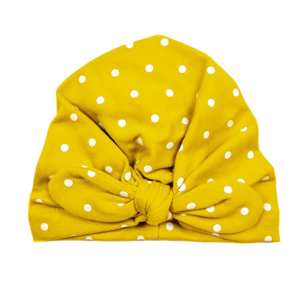 Mustard Dot Baby Turban Head Wrap